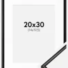 Ramme Scandi Matt Sort 20x30 cm - Passepartout Hvid 15x21 cm (A5)