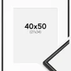 Ramme Scandi Matt Sort 40x50 cm - Passepartout Hvid 28x35 cm