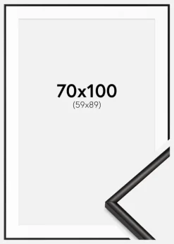 Ramme Scandi Matt Sort 70x100 cm - Passepartout Hvid 60x90 cm