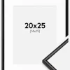 Ramme Scandi Matt Sort 20x25 cm - Passepartout Hvid 15x20 cm