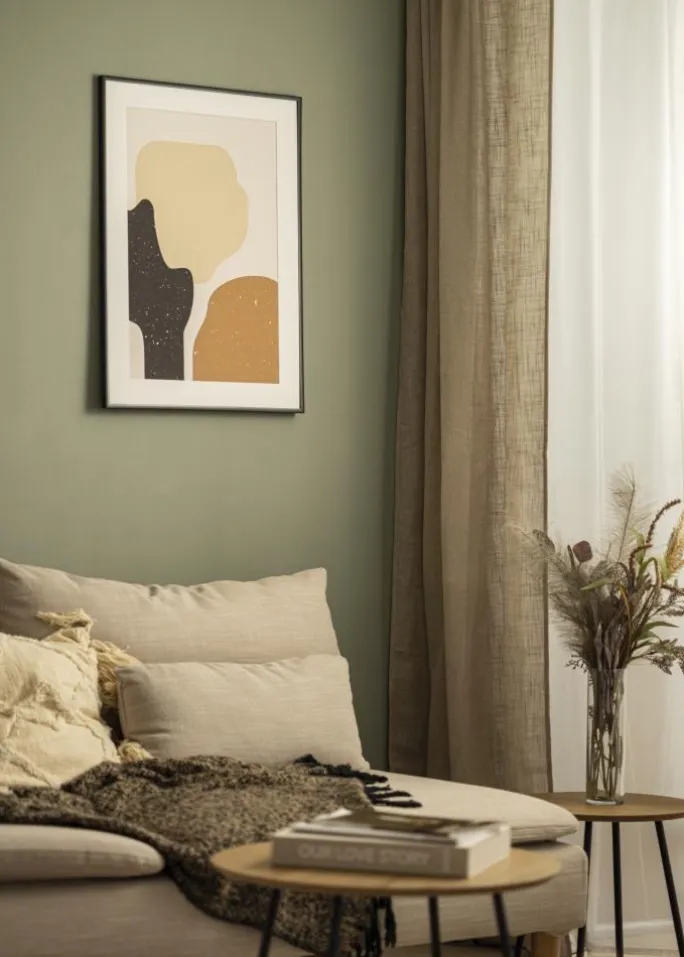 Ramme Scandi Matt Sort 40x50 cm - Passepartout Hvid 27,5x37 cm