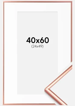 Ramme Scandi Rosaguld 40x60 cm - Passepartout Hvid 25x50 cm