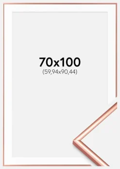 Ramme Scandi Rosaguld 70x100 cm - Passepartout Hvid 24x36 inches