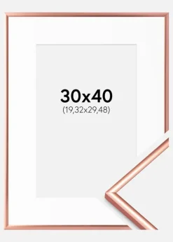 Ramme Scandi Rosaguld 30x40 cm - Passepartout Hvid 8x12 inches