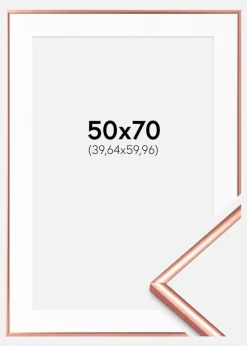 Ramme Scandi Rosaguld 50x70 cm - Passepartout Hvid 16x24 inches