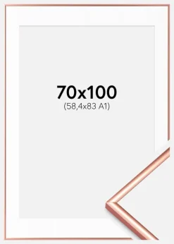Ramme Scandi Rosaguld 70x100 cm - Passepartout Hvid 59,4x84 cm (A1)