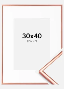 Ramme Scandi Rosaguld 30x40 cm - Passepartout Hvid 20x28 cm