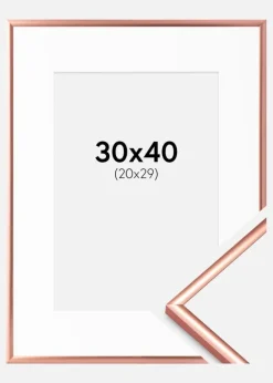 Ramme Scandi Rosaguld 30x40 cm - Passepartout Hvid 21x30 cm