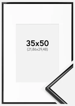 Ramme Scandi Sort 35x50 cm - Passepartout Hvid 9x12 inches