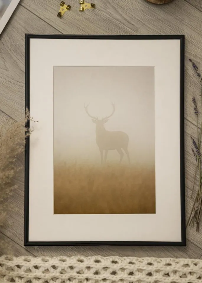 Ramme Scandi Sort 24x30 cm - Passepartout Hvid 6x8 inches