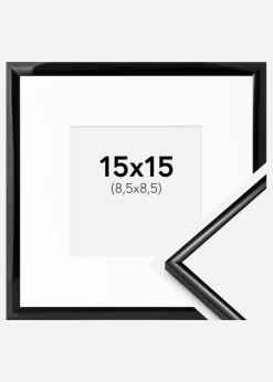 Ramme Scandi Sort 15x15 cm - Passepartout Hvid 9x9 cm
