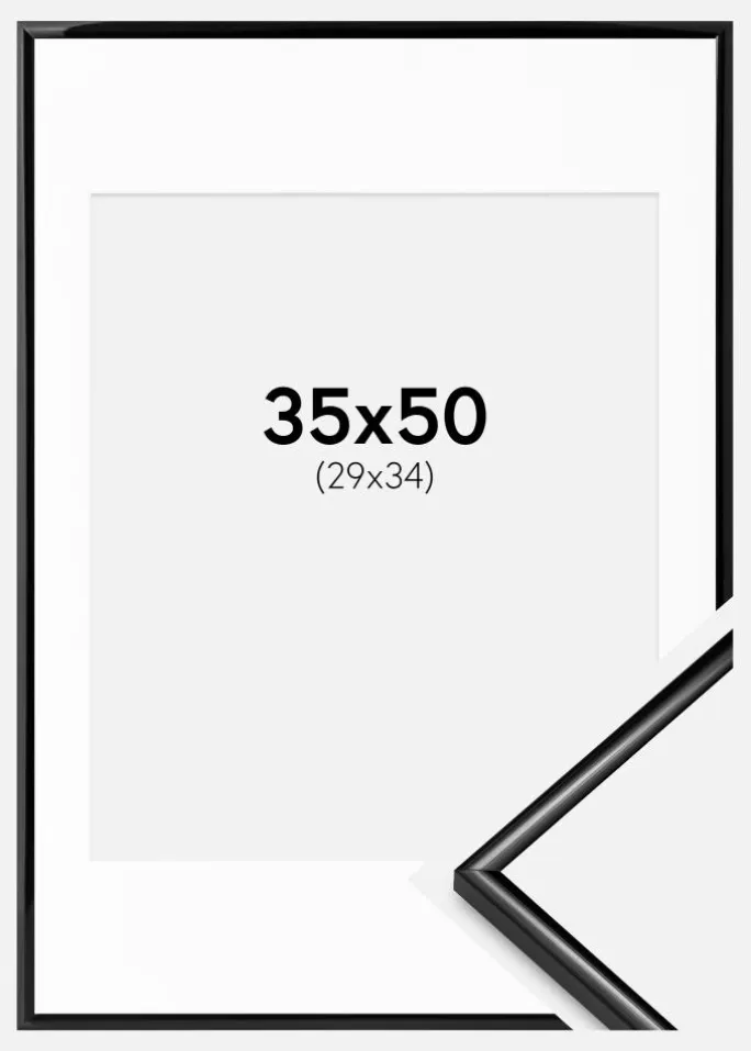 Ramme Scandi Sort 35x50 cm - Passepartout Hvid 30x35 cm