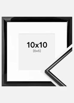 Ramme Scandi Sort 10x10 cm - Passepartout Hvid 7x7 cm