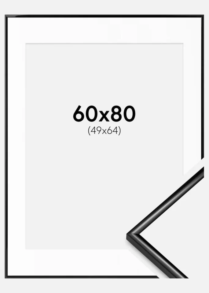 Ramme Scandi Sort 60x80 cm - Passepartout Hvid 50x65 cm