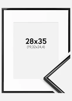Ramme Scandi Sort 28x35 cm - Passepartout Hvid 8x10 inches