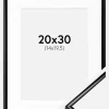 Ramme Scandi Sort 20x30 cm - Passepartout Hvid 15x21 cm (A5)