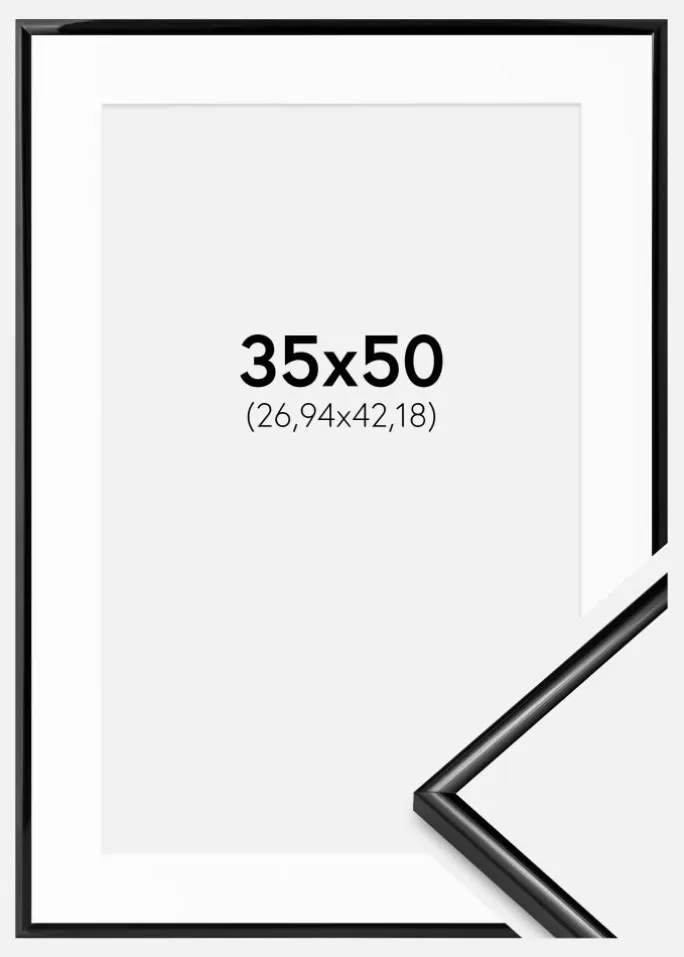 Ramme Scandi Sort 35x50 cm - Passepartout Hvid 11x17 inches