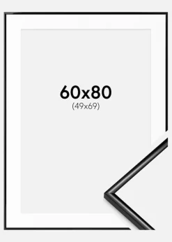 Ramme Scandi Sort 60x80 cm - Passepartout Hvid 50x70 cm
