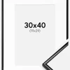 Ramme Scandi Sort 30x40 cm - Passepartout Hvid 20x30 cm