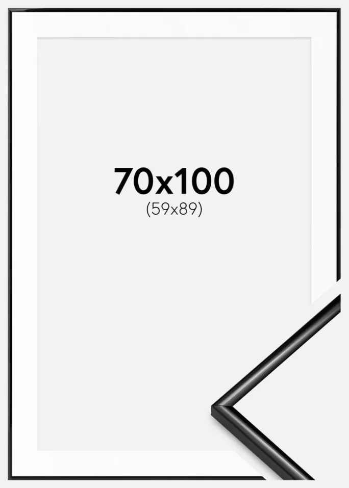 Ramme Scandi Sort 70x100 cm - Passepartout Hvid 60x90 cm