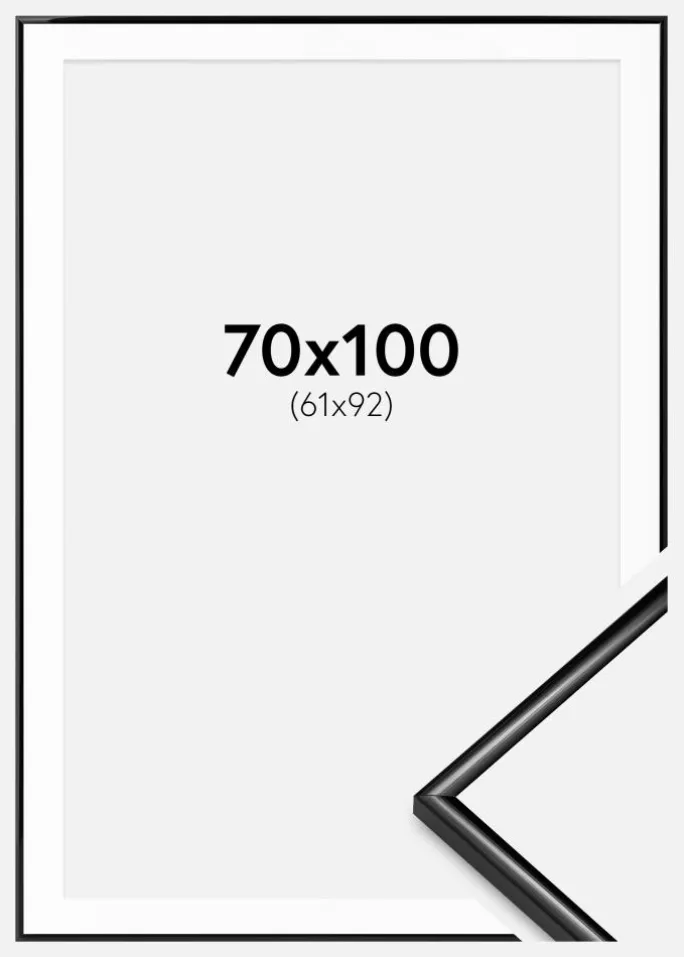 Ramme Scandi Sort 70x100 cm - Passepartout Hvid 62x93 cm
