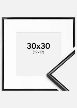 Ramme Scandi Sort 30x30 cm - Passepartout Hvid 20x20 cm