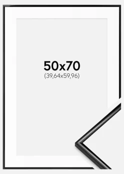 Ramme Scandi Sort 50x70 cm - Passepartout Hvid 16x24 inches