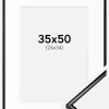 Ramme Scandi Sort 35x50 cm - Passepartout Hvid 25x35 cm
