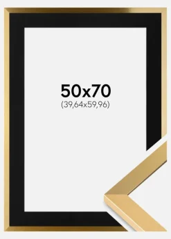 Ramme Selection Guld 50x70 cm - Passepartout Sort 16x24 inches