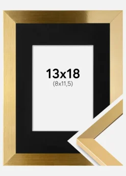 Ramme Selection Guld 13x18 cm - Passepartout Sort 9x12 cm