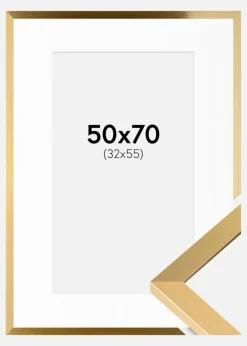 Ramme Selection Guld 50x70 cm - Passepartout Hvid 33x56 cm