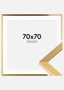 Ramme Selection Guld 70x70 cm - Passepartout Hvid 60x60 cm