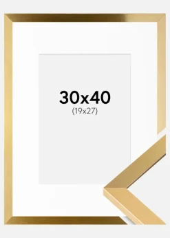 Ramme Selection Guld 30x40 cm - Passepartout Hvid 20x28 cm