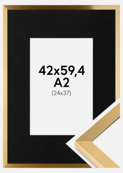 Ramme Selection Guld 42x59,4 cm (A2) - Passepartout Sort 25x38 cm