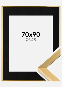 Ramme Selection Guld 70x90 cm - Passepartout Sort 55x70 cm