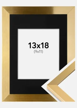Ramme Selection Guld 13x18 cm - Passepartout Sort 10x12 cm