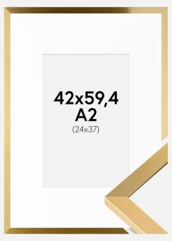 Ramme Selection Guld 42x59,4 cm (A2) - Passepartout Hvid 25x38 cm