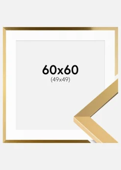 Ramme Selection Guld 60x60 cm - Passepartout Hvid 50x50 cm