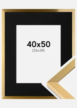 Ramme Selection Guld 40x50 cm - Passepartout Sort 27x35 cm