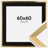 Ramme Selection Guld 60x60 cm - Passepartout Sort 50x50 cm