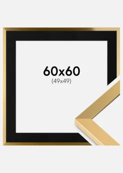 Ramme Selection Guld 60x60 cm - Passepartout Sort 50x50 cm