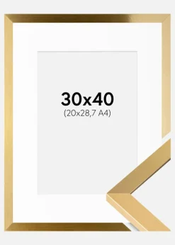 Ramme Selection Guld 30x40 cm - Passepartout Hvid 21x29,7 cm (A4)