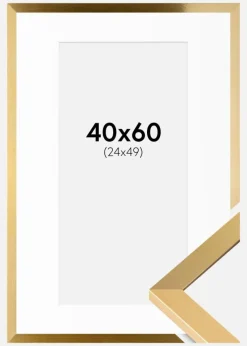 Ramme Selection Guld 40x60 cm - Passepartout Hvid 25x50 cm