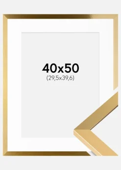 Ramme Selection Guld 40x50 cm - Passepartout Hvid 12x16 inches