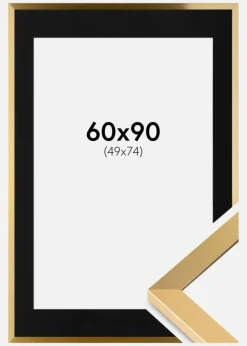 Ramme Selection Guld 60x90 cm - Passepartout Sort 50x75 cm