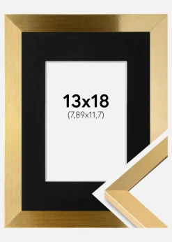 Ramme Selection Guld 13x18 cm - Passepartout Sort 3,5x5 inches