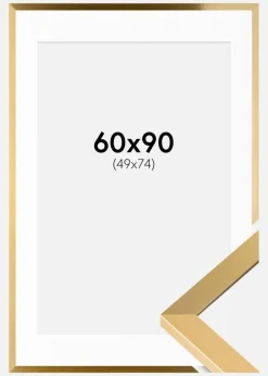 Ramme Selection Guld 60x90 cm - Passepartout Hvid 50x75 cm