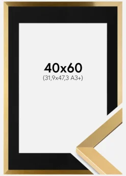 Ramme Selection Guld 40x60 cm - Passepartout Sort 32,9x48,3 cm (A3+)