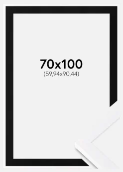 Ramme Selection Hvid 70x100 cm - Passepartout Sort 24x36 inches