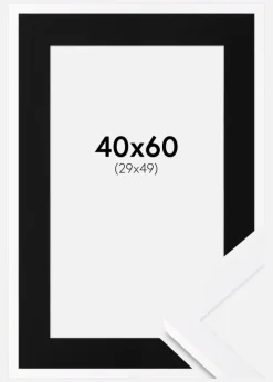 Ramme Selection Hvid 40x60 cm - Passepartout Sort 30x50 cm